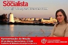 No Auditório da Biblioteca Municipal Madalena Alves Pereira apresenta moção estartégica «O PS e o Barreiro, Juntos para Crescer»