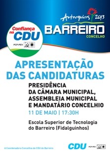 CDU Barreiro Apresenta candidaturas às autárquicas 2013