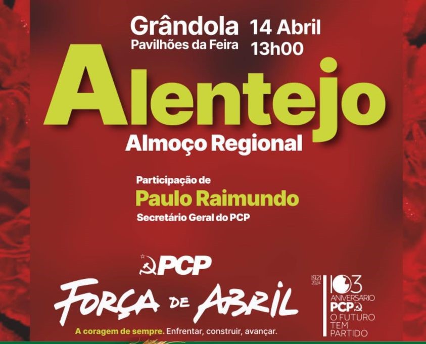 Para comemorar Abril e os 103 anos do PCP Paulo Raimundo e João Oliveira em Grândola . Dia 14 de Abril