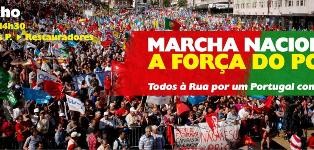 Da Península de Setúbal sairão mais de 40 autocarros Fretado barco da Soflusa que parte às 13h45 do terminal do Barreiro . Marcha Nacional «A força do povo»