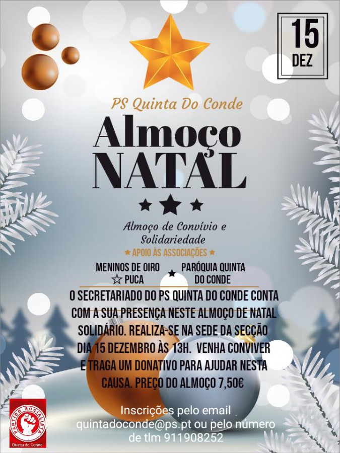 Sesimbra - Secção do Partido Socialista da Quinta do Conde Organiza um almoço de Natal solidário com associações