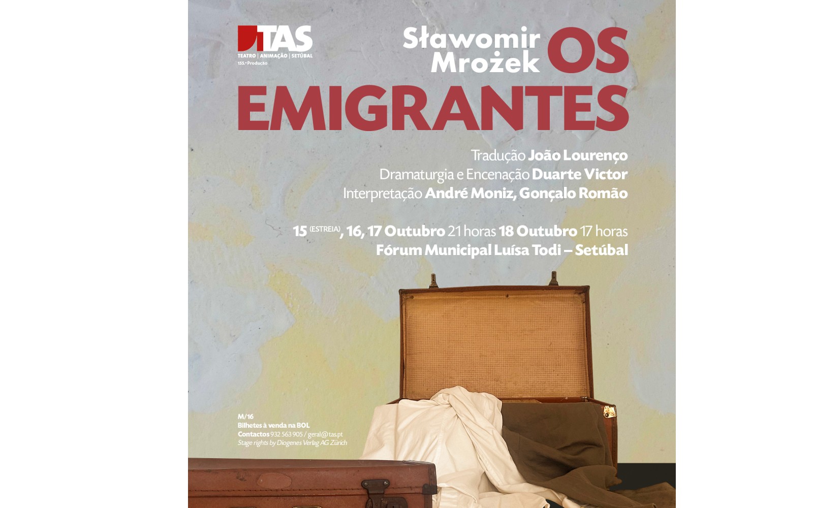No Fórum Municipal Luísa Todi em Setúbal. TAS estreia do espetáculo “Os Emigrantes” . 15 de outubro, 21h00