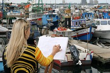 Pintura ao vivo em Setúbal Homenagem aos marítimos setubalenses