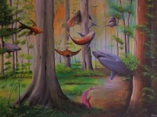Pintura de Jorge Rebelo em exposição no Posto de Turismo da Moita
