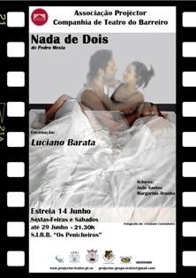 Projéctor - Companhia de Teatro do Barreiro Estreia «Nada de Dois» de Pedro Mexia, com encenação de Luciano Barata