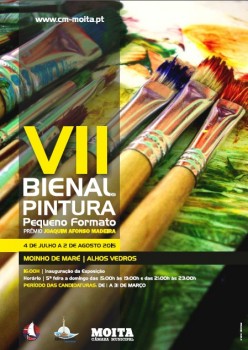 Na Biblioteca Municipal de Alhos Vedros - Moita Retrospetiva da Bienal de Pintura de Pequeno Formato em exposição
