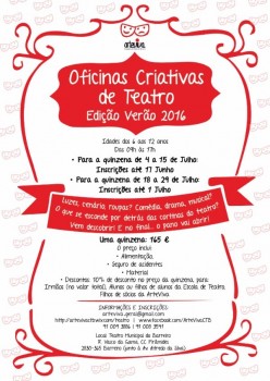 Arteviva - Companhia de Teatro do Barreiro Oficinas Criativas de Teatro - Verão 2016 . dos 6 aos 12 anos
