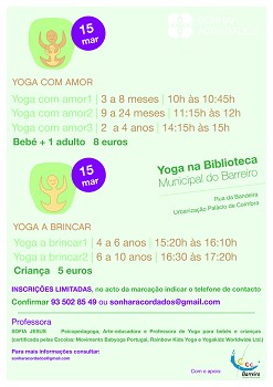 NA BIBLIOTECA MUNICIPAL DO BARREIRO «YOGA COM AMOR» E «YOGA A BRINCAR»