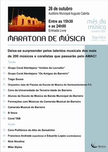 «Mês da Música» no Barreiro Maratona da Música