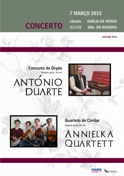 Na Igreja Nossa Senhora do Rosário - Barreiro CONCERTO DE ÓRGÃO E QUARTETO DE CORDAS