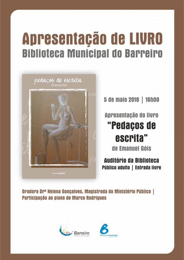 No Auditório da Biblioteca Municipal do Barreiro Apresentação do livro «Pedaços de Escrita» de Emanuel Góis