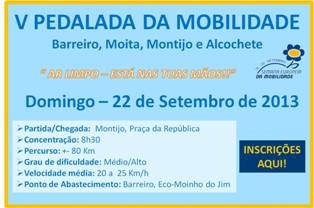 Passagem pelos concelhos de Alcochete, Barreiro e Moita V Pedalada da Mobilidade no dia 22 de setembro