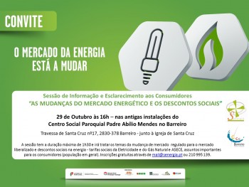 Barreiro - Sessão de Informação e Esclarecimento aos Consumidores sobre Descontos Sociais de Energia