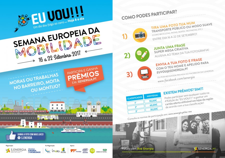 «EU VOU!!!» promove a mobilidade sustentável no Barreiro, Moita e Montijo Um passatempo para partilhar uma fotografia e respetiva frase criativa