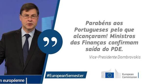 Declaração do Vice-presidente Dombrovskis Sobre a saída de Portugal do Procedimento de Défice Excessivo