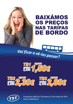 TST – Transportes Sul do Tejo Campanha de redução de preços nas tarifas de bordo