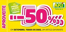 Em Setembro, todos os dias, o AKI lança um artigo diferente com 50% de desconto