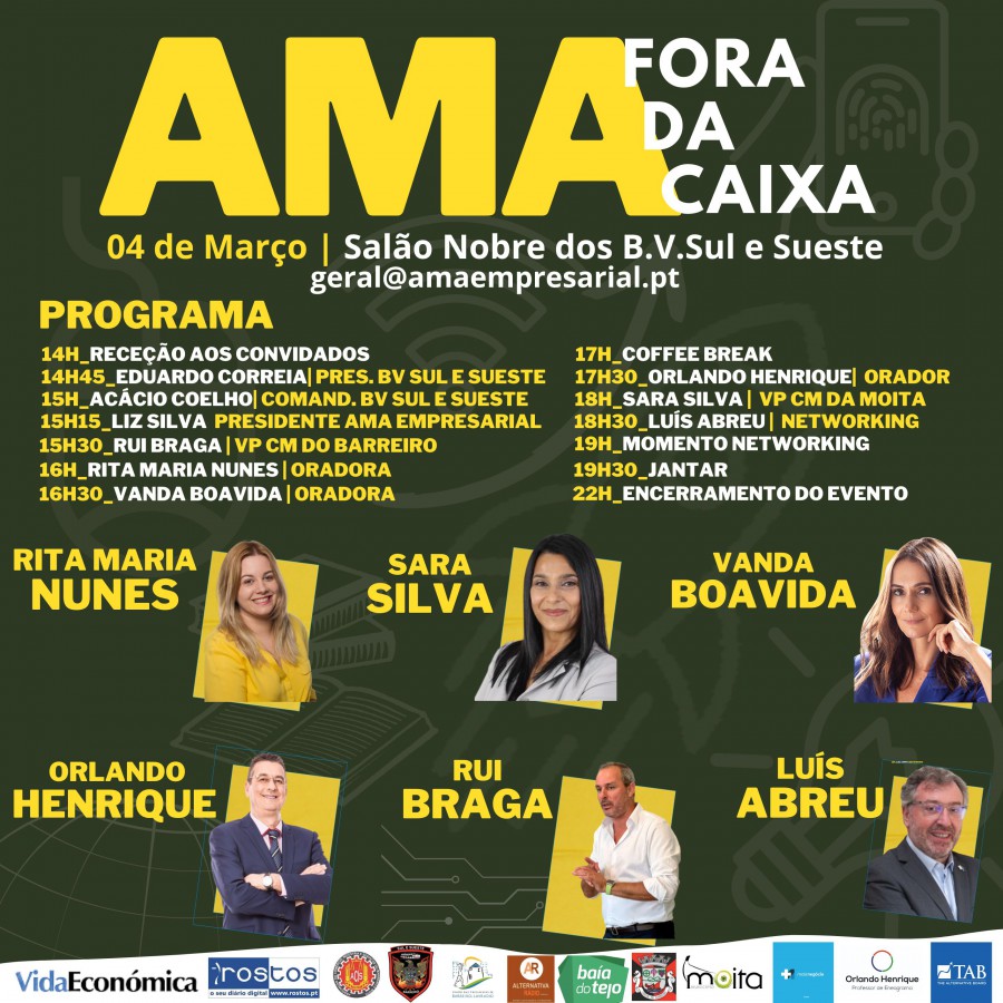 No Salão Nobre dos Bombeiros Voluntários do Sul e Sueste – Barreiro Primeiro Evento no Distrito de Setúbal da AMA - Associação de Marketing e Atitude Empresarial
