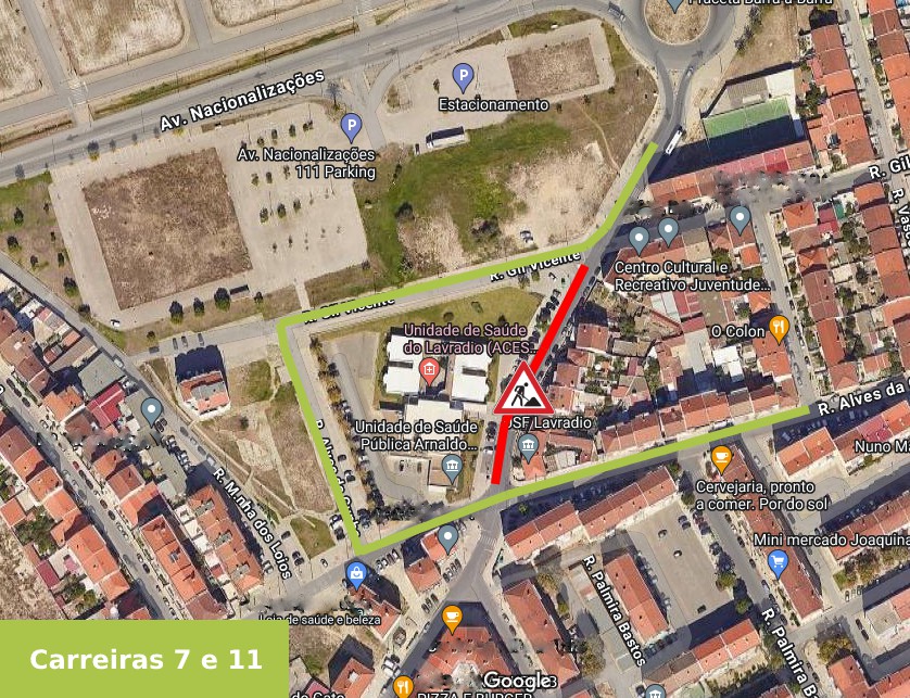 Transportes Colectivos do Barreiro ALTERAÇÃO PROVISÓRIA DE PERCURSOS CARREIRAS 7 e 11