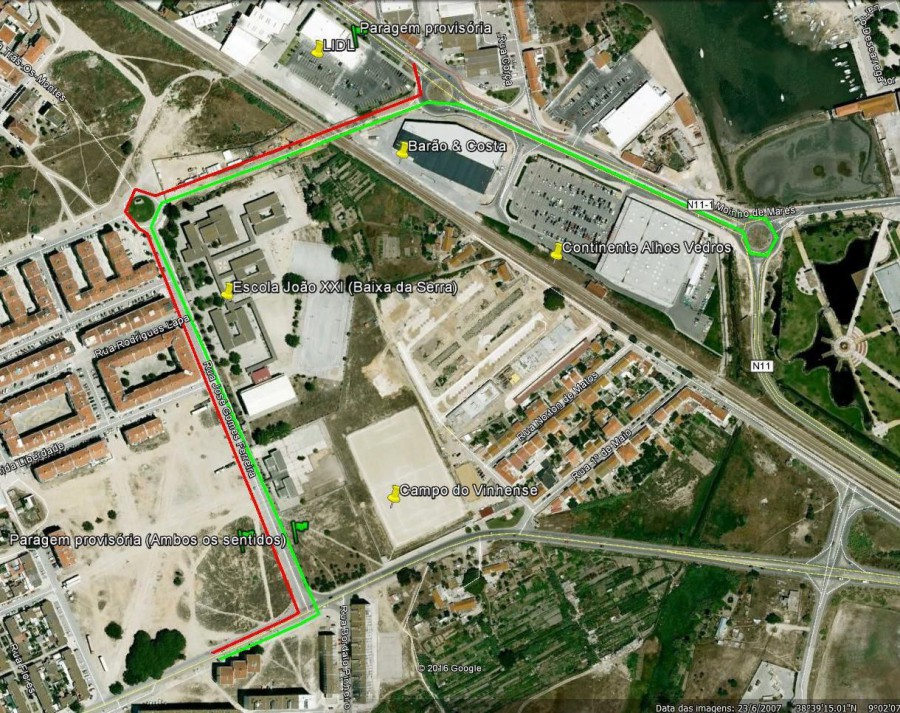 Barreiro / Moita - TCB - Festas de Alhos Vedros Alteração Provisória de Percursos . Carreira 1 e 2