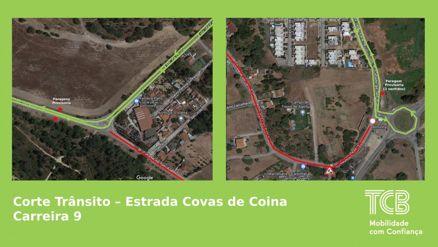 Transportes Colectivos do Barreiro Corte de Trânsito – Estrada Covas de Coina . Carreira 9