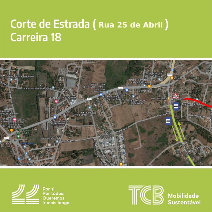 Transportes Colectivos do Barreiro Corte de Estrada Rua 25 de Abril . Alterações na Carreira 18