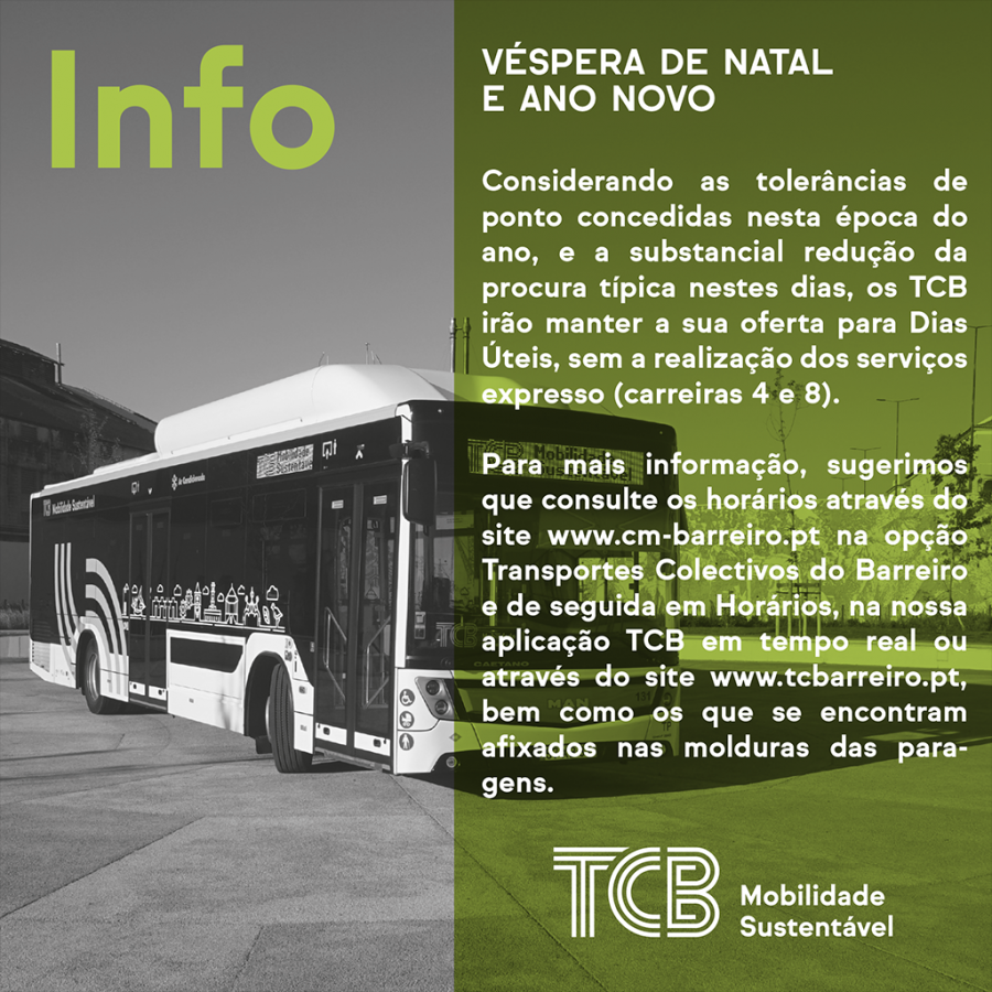Transportes Colectivos do Barreiro Alteração Carreiras Natal e Ano Novo