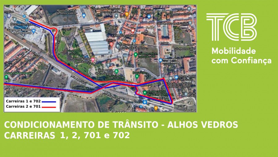 Transportes Colectivos do Barreiro Condicionamento de Trânsito em Alhos Vedros - Procissão . Carreiras 1, 2, 701 e 702