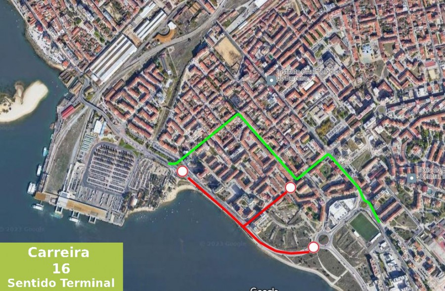 Transportes Colectivos do Barreiro Alteração Provisória de Percursos . Carreira 16 – Sentido Terminal