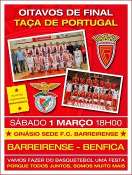 No Pavilhão Municipal Luis de Carvalho - Barreiro Benfica - Barreirense . Oitavos de final da Taça de Portugal
