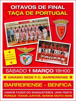 No Ginásio Sede do FCB - Barreiro Benfica - Barreirense . Oitavos de final da Taça de Portugal