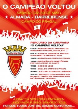 Barreiro - Homenagem à equipa de futebol sénior do FCB Caravana »O CAMPEÃO VOLTOU»