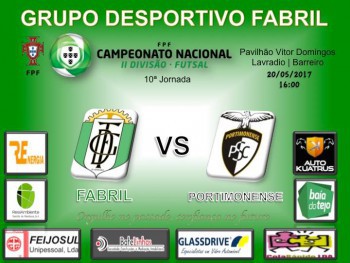 Barreiro - Campeonato Nacional da II Divisão Futsal Fabril recebe Portimonense em jogo decisivo para subir à 1ª Liga . Entrada Livre