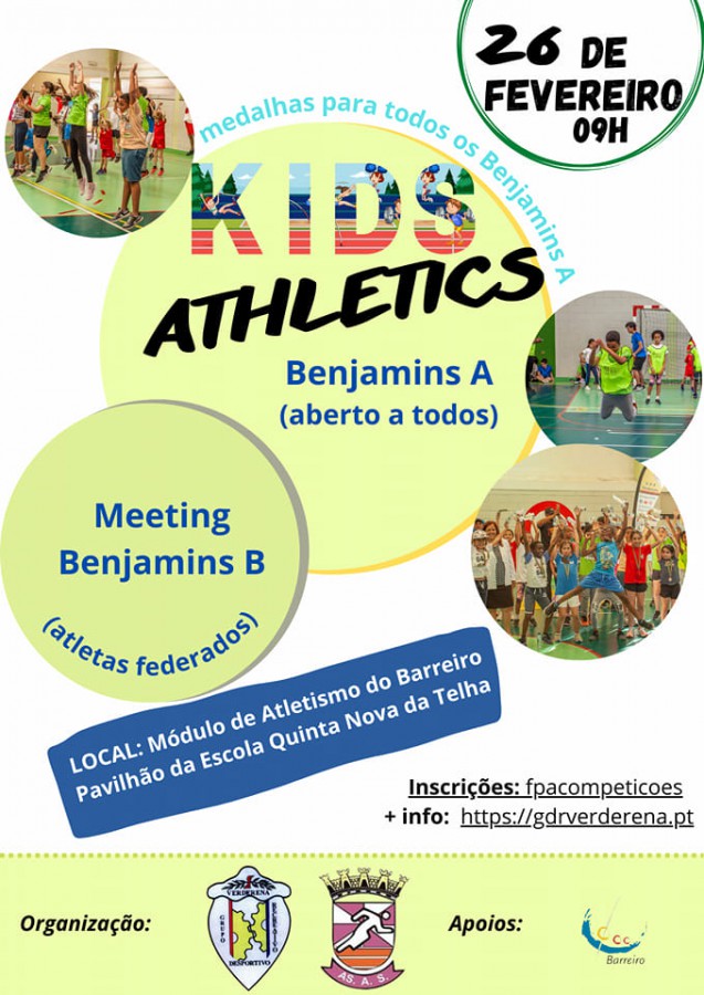 Grupo Desportivo da Verderena - Barreiro Convívio de Benjamins em Pavilhão e Meeting de Benjamins B . Dia 26 de Fevereiro