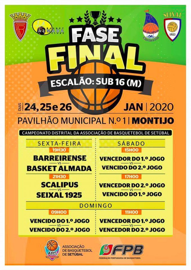 Basquetebol Setúbal- Fase Final do Escalão Sub 16 no Montijo Começa hoje com FC Barreirense ( Barreiro) - Basket Almada