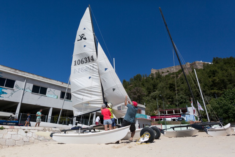 Campeonato nacional de vela ligeira em Setúbal Rui Duarte e Lena Murta em Dart 18 e Joaquim Silva e Carla Rubio em Hobie Cat 16 tripulações vencedoras