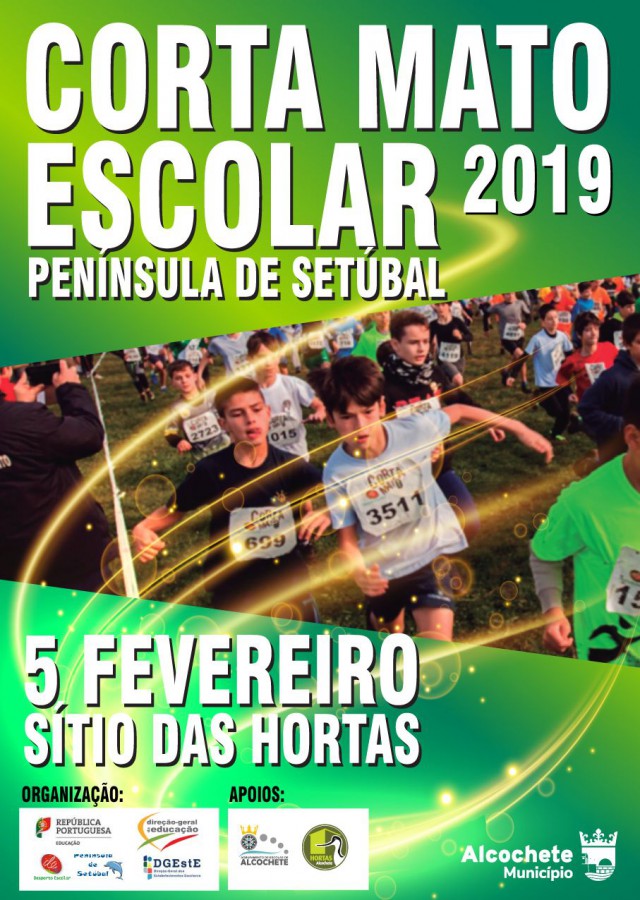 No Sítio das Hortas em Alcochete Corta Mato Escolar da Península de Setúbal 2019 . Atleta olímpica Albertina Dias é patrona da prova