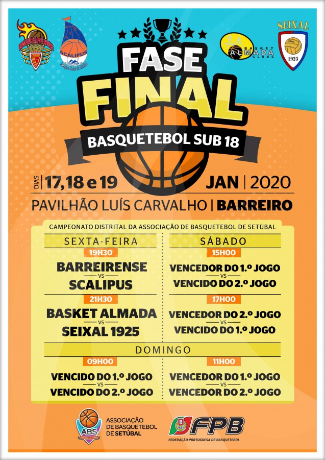 Barreiro - No Pavilhão Municipal Luís de Carvalho FASE FINAL DO CAMPEONATO DISTRITAL DE SUB18