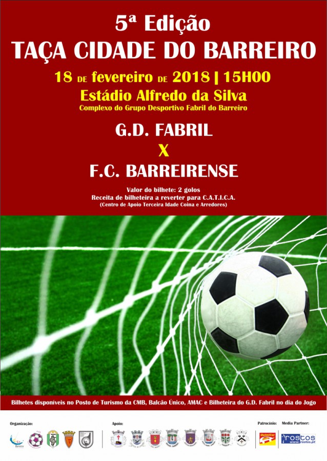 Barreiro - A favor do Centro de Apoio Terceira Idade Coina e Arredores (CATICA) 5ª Taça Cidade do Barreiro a 18 de fevereiro