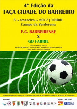 BARREIRO - 4ª Edição da Taça Cidade do Barreiro a 5 de fevereiro com espírito solidário Bilhetes disponíveis para FC Barreirense-GD Fabril