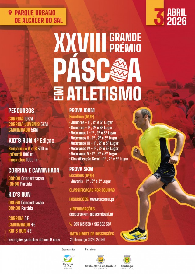 Alcácer do Sal - XXVIII Grande Prémio da Páscoa em Atletismo Inscrições encerram ao final do dia 29 de março