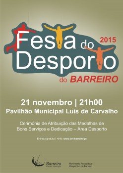 Barreiro - Mais de 200 medalhas serão entregues Hoje na Festa do Desporto a equipas ou atletas do Concelho