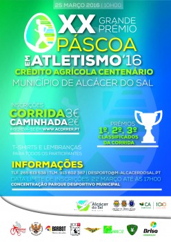 No Parque Desportivo Municipal de Alcácer do Sal XX Grande Prémio da Páscoa em Atletismo’16 Crédito Agrícola Centenário