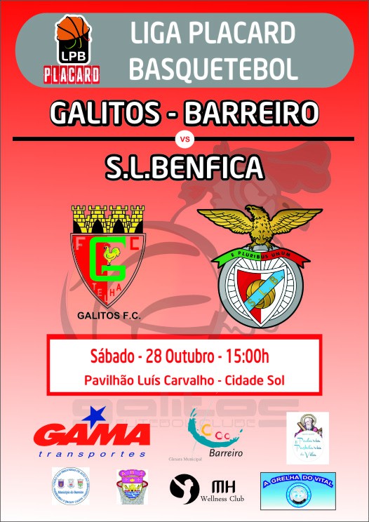 Galitos do Barreiro recebe Benfica Sábado no Pavilhão Luís de Carvalho
