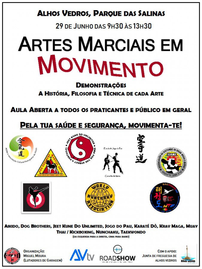 Moita - No Parque das Salinas em Alhos Vedros. Encontro de Artes Marciais, Desportos de Combate e Defesa Pessoal.
