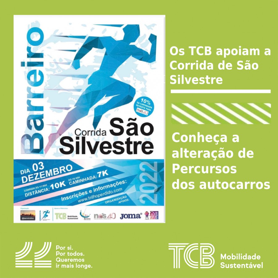 Transportes Colectivos do Barreiro Alterações de percurso dia 3 de Dezembro . Corrida de São Silvestre