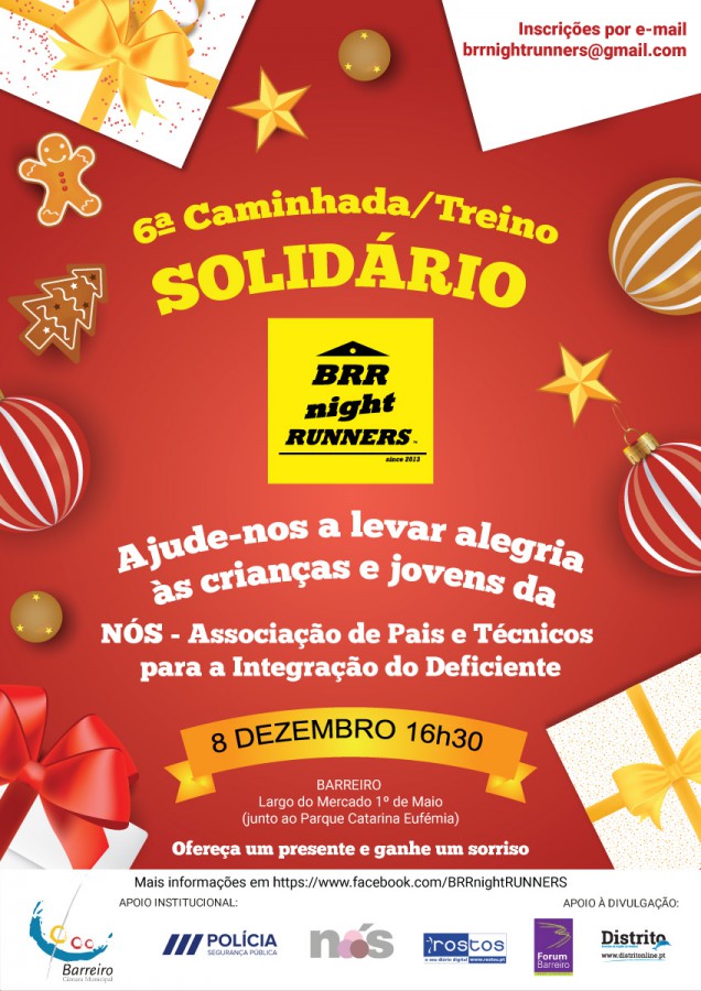 Barreiro - 6.ª edição da Caminhada/ Treino Solidário de Natal Evento organizado por BRRnightRUNNERS . Dia 8 de Dezembro, pelas 16h30