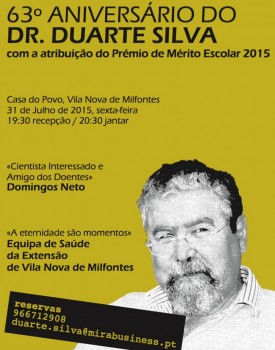 Joaquim José Duarte Silva nasceu no Barreiro há 63 anos Médico de Saúde Pública, clínico humanista unanimemente respeitado e amado por todos
