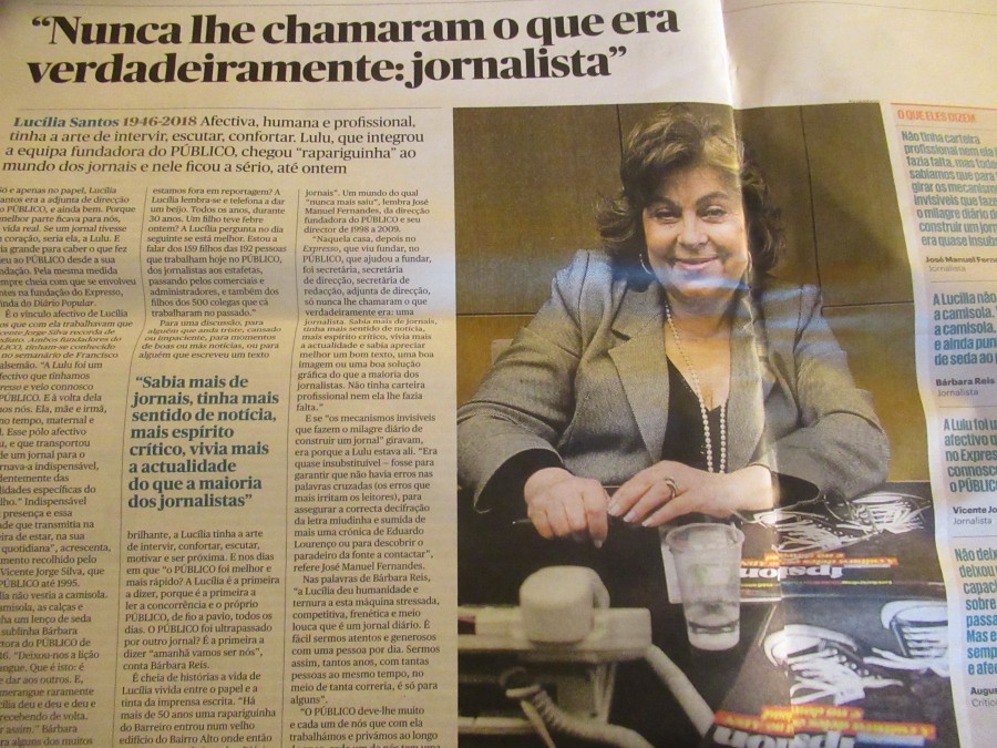 Barreiro - Faleceu Lucília Santos Da equipa fundadora do jornal «Público» adjunta da direcção