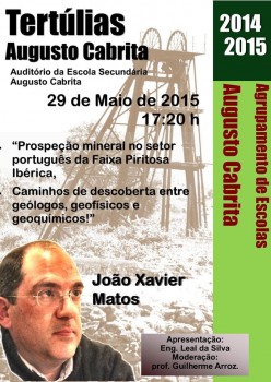 Barreiro-Tertulias Augusto Cabrita debatem Prospeção mineira em Portugal